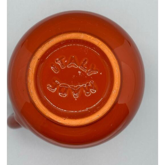 Vintage Small Orange & Brown Pitcher Glazed Clay Made in Italy 5 1/4" Pottery - Picture 6 of 9